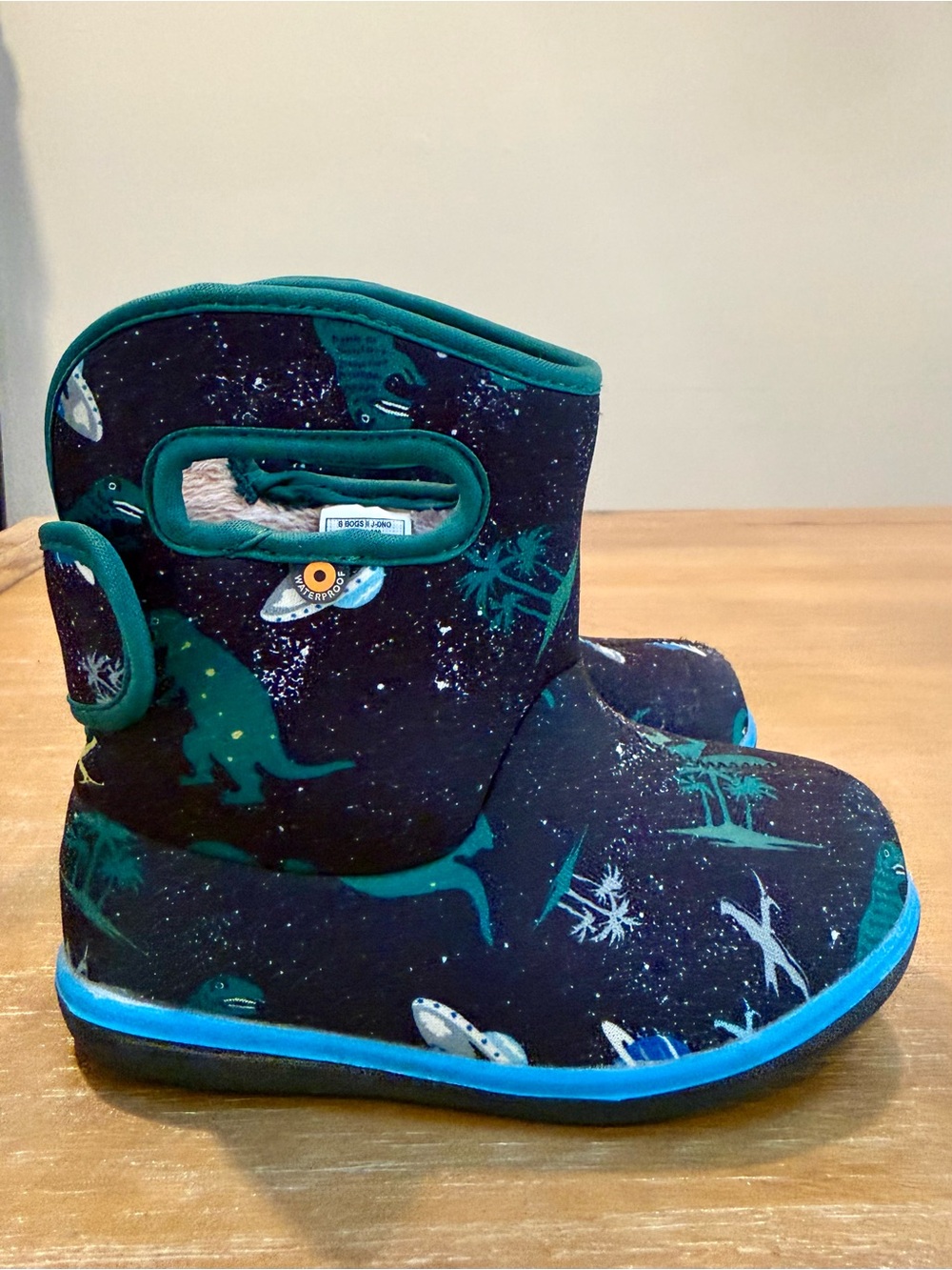 Baby Bogs Jurassic Dino Winter Boots Waterproof Insulated Black Green Sz 9